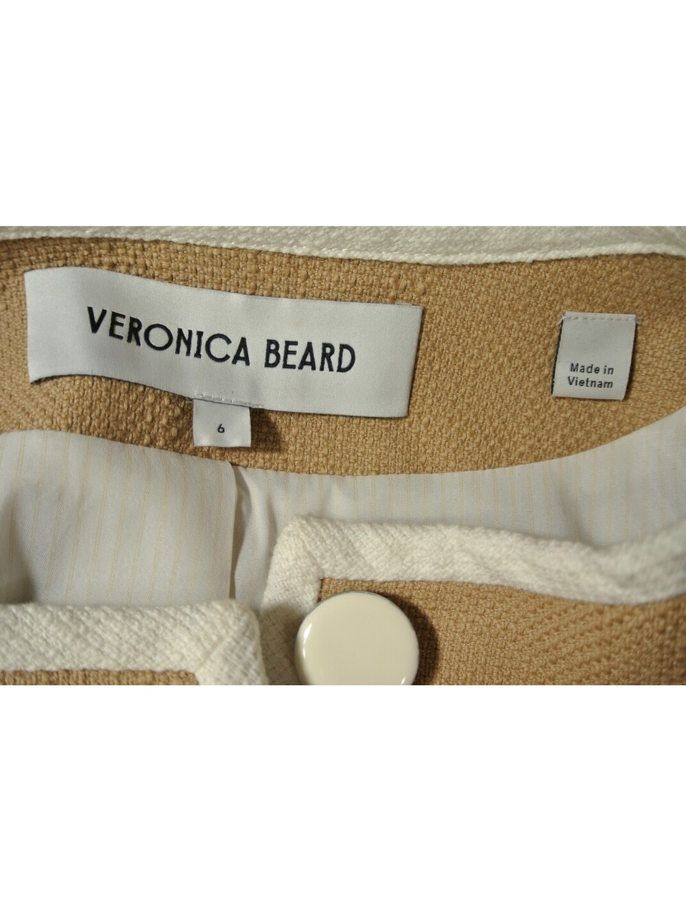 NEW, Veronica Beard Beale Contrast Detail Tweed Jacket in Beige Sz 6 #SJ2420 - Picture 11 of 15